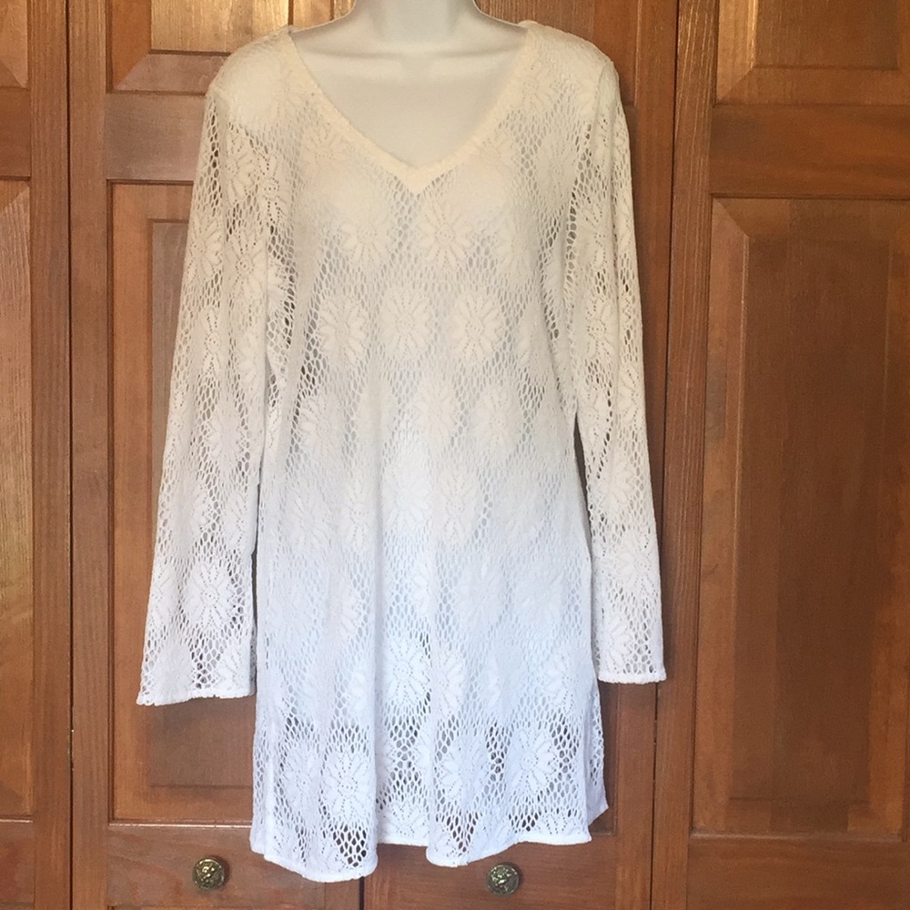 Long Sleeved Crochet Swimsuit Coverup